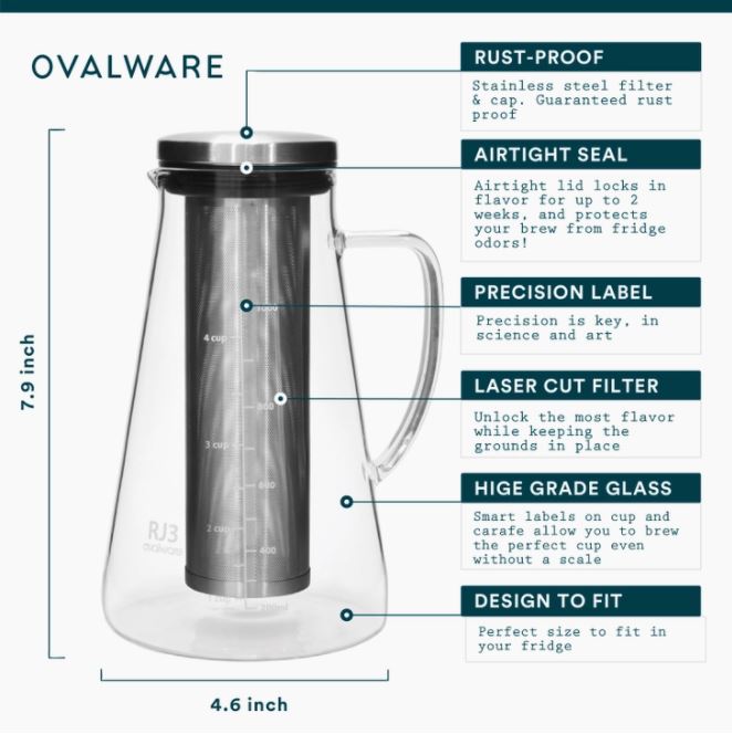 Ovalware RJ3 Cold Brew / Tea Maker 1.0 L information